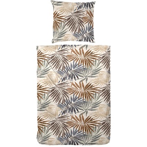 Bettwäsche PRIMERA Mako-Satin Boho Gr. B/L: 155 cm x 220 cm (1 St.), B/L: 80 cm x 80 cm (1 St.), Mako-Satin, blau Bettwäsche 155x220 cm im natürlichen Boho Style