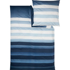 Bettwäsche S.OLIVER Satinbettwäsche s.Oliver Gr. B/L: 135 cm x 200 cm (1 St.), B/L: 80 cm x 80 cm (1 St.), Satin, blau Satin-Bettwäsche mit Streifen