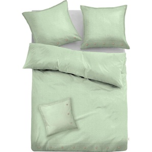 Bettwäsche TOM TAILOR HOME Alisa Gr. B/L: 135 cm x 200 cm (1 St.), B/L: 80 cm x 80 cm & 40 cm x 40 cm (1 St.), Leinen, grün (wintergreen) Bettwäsche 135x200 cm GRATIS: mit Zusatzkissen 40x40