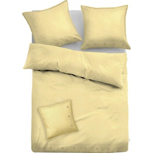 Bettwäsche TOM TAILOR HOME Alisa Gr. B/L: 155 cm x 200 cm (1 St.), B/L: 80 cm x 80 cm & 40 cm x 40 cm (1 St.), Leinen, gelb (lemon) Bettwäsche 155x200 cm GRATIS: mit Zusatzkissen 40x40