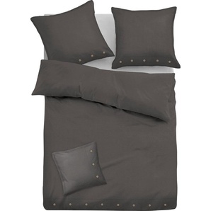 Bettwäsche TOM TAILOR HOME Alisa Gr. B/L: 155 cm x 200 cm (1 St.), B/L: 80 cm x 80 cm & 40 cm x 40 cm (1 St.), Leinen, grau (stone) Bettwäsche 155x200 cm GRATIS: mit Zusatzkissen 40x40