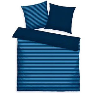 Bettwäsche TOM TAILOR HOME MEDIUM STRIPES in Gr. 135x200cm, 155x220cm oder 200x200cm Gr. B/L: 200 cm x 220 cm (1 St.), B/L: 80 cm x 80 cm & 80 cm x 80 cm (2 St.), Renforcé, blau (dark navy, cool blue) Renforcé-Bettwäsche new bedroom, mit farbigem
