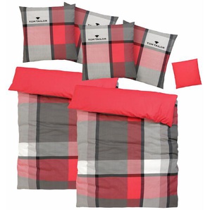 Bettwäsche TOM TAILOR Lenny in Gr. 135x200 oder 155x220 cm Gr. B/L: 135 cm x 200 cm (2 St.), B/L: 80 cm x 80 cm & 40 cm x 40 cm (2 St.), Biber, rot Bettwäsche 135x200 cm Biber kuschelig warm im Winter, mit GRATIS-Zugabe: Kissenhülle