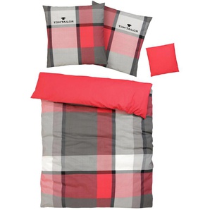 Bettwäsche TOM TAILOR Lenny in Gr. 135x200 oder 155x220 cm Gr. B/L: 155 cm x 220 cm (1 St.), B/L: 80 cm x 80 cm & 40 cm x 40 cm (1 St.), Biber, rot Bettwäsche 155x220 cm Biber kuschelig warm im Winter, mit GRATIS-Zugabe: Kissenhülle