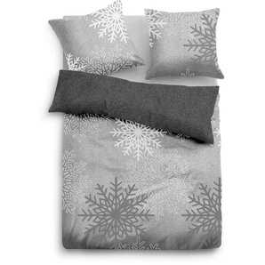 Bettwäsche TOM TAILOR WITT-PBK-Bettwäsche-temporär Gr. B/L: 135 cm x 200 cm, 1 tlg., Flanell, B/L: 80 cm x 80 cm, grau (anthrazit, grau) Flanell-Bettwäsche