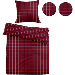 Bettwäsche TOM TAILOR WITT-PBK-Bettwäsche-temporär Gr. B/L: 155 cm x 200 cm, 1 tlg., Flanell, B/L: 80 cm x 80 cm, rot (bordeaux) Flanell-Bettwäsche