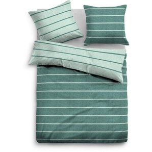 Bettwäsche TOM TAILOR WITT-PBK-Bettwäsche-temporär Gr. B/L: 155 cm x 220 cm, 1 tlg., Flanell, B/L: 80 cm x 80 cm, grün Flanell-Bettwäsche