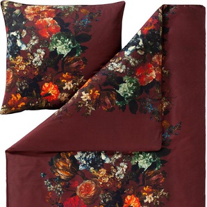 Bettwäsche TRAUMSTOFF ESTELLA RAPHAELA Gr. B/L: 155 cm x 200 cm (1 St.), B/L: 80 cm x 80 cm (1 St.), Mako-Satin, rot (bordeaux) Bettwäsche 155x200 cm 3-seitige Uni-Satinpaspel bei Kissen