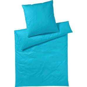 Bettwäsche YES FOR BED Pure & Simple Uni in Gr. 135x200, 155x220 oder 200x200 cm Gr. B/L: 135 cm x 200 cm (1 St.), B/L: 80 cm x 80 cm (1 St.), Mako-Satin, blau (türkis) Bettwäsche 135x200 cm aus Baumwolle, zeitlose mit seidigem Glanz
