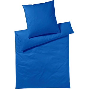 Bettwäsche YES FOR BED Pure & Simple Uni in Gr. 135x200, 155x220 oder 200x200 cm Gr. B/L: 155 cm x 200 cm (1 St.), B/L: 80 cm x 80 cm (1 St.), Mako-Satin, blau (nachtblau) Bettwäsche 155x200 cm