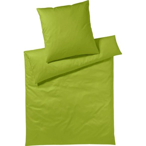 Bettwäsche YES FOR BED Pure & Simple Uni in Gr. 135x200, 155x220 oder 200x200 cm Gr. B/L: 155 cm x 200 cm (1 St.), B/L: 80 cm x 80 cm (1 St.), Mako-Satin, grün (limone) Bettwäsche 155x200 cm