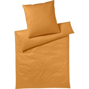 Bettwäsche YES FOR BED Pure & Simple Uni in Gr. 135x200, 155x220 oder 200x200 cm Gr. B/L: 155 cm x 200 cm (1 St.), B/L: 80 cm x 80 cm (1 St.), Mako-Satin, orange Bettwäsche 155x200 cm