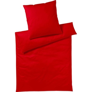Bettwäsche YES FOR BED Pure & Simple Uni in Gr. 135x200, 155x220 oder 200x200 cm Gr. B/L: 155 cm x 200 cm (1 St.), B/L: 80 cm x 80 cm (1 St.), Mako-Satin, rot Bettwäsche 155x200 cm aus Baumwolle, zeitlose mit seidigem Glanz