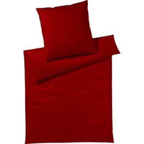Bettwäsche YES FOR BED Pure & Simple Uni in Gr. 135x200, 155x220 oder 200x200 cm Gr. B/L: 155 cm x 200 cm (1 St.), B/L: 80 cm x 80 cm (1 St.), Mako-Satin, rot (weinrot) Bettwäsche 155x200 cm aus Baumwolle, zeitlose mit seidigem Glanz