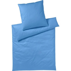 Bettwäsche YES FOR BED Pure & Simple Uni in Gr. 135x200, 155x220 oder 200x200 cm Gr. B/L: 155 cm x 220 cm (1 St.), B/L: 80 cm x 80 cm (1 St.), Mako-Satin, blau (azur) Bettwäsche 155x220 cm