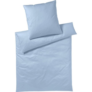 Bettwäsche YES FOR BED Pure & Simple Uni in Gr. 135x200, 155x220 oder 200x200 cm Gr. B/L: 155 cm x 220 cm (1 St.), B/L: 80 cm x 80 cm (1 St.), Mako-Satin, blau (bleu) Bettwäsche 155x220 cm aus Baumwolle, zeitlose mit seidigem Glanz