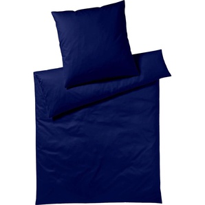 Bettwäsche YES FOR BED Pure & Simple Uni in Gr. 135x200, 155x220 oder 200x200 cm Gr. B/L: 155 cm x 220 cm (1 St.), B/L: 80 cm x 80 cm (1 St.), Mako-Satin, blau (marine) Bettwäsche 155x220 cm aus Baumwolle, zeitlose mit seidigem Glanz