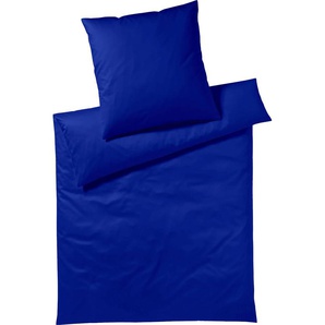 Bettwäsche YES FOR BED Pure & Simple Uni in Gr. 135x200, 155x220 oder 200x200 cm Gr. B/L: 155 cm x 220 cm (1 St.), B/L: 80 cm x 80 cm (1 St.), Mako-Satin, blau (royal) Bettwäsche 155x220 cm