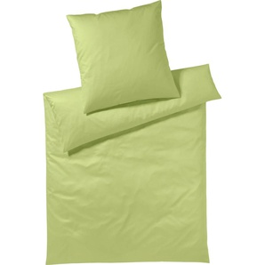 Bettwäsche YES FOR BED Pure & Simple Uni in Gr. 135x200, 155x220 oder 200x200 cm Gr. B/L: 155 cm x 220 cm (1 St.), B/L: 80 cm x 80 cm (1 St.), Mako-Satin, gelb (gelb, grün) Bettwäsche 155x220 cm