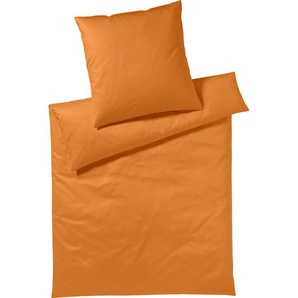 Bettwäsche YES FOR BED Pure & Simple Uni in Gr. 135x200, 155x220 oder 200x200 cm Gr. B/L: 155 cm x 220 cm (1 St.), B/L: 80 cm x 80 cm (1 St.), Mako-Satin, orange (terrakotta) Bettwäsche 155x220 cm aus Baumwolle, zeitlose mit seidigem Glanz
