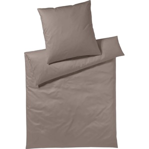 Bettwäsche YES FOR BED Pure & Simple Uni in Gr. 135x200, 155x220 oder 200x200 cm Gr. B/L: 200 cm x 220 cm (1 St.), B/L: 80 cm x 80 cm & 80 cm x 80 cm (2 St.), Mako-Satin, braun (tabak) Bettwäsche 200x220 cm aus Baumwolle, zeitlose mit seidigem Glanz