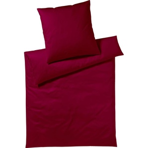 Bettwäsche YES FOR BED Pure & Simple Uni in Gr. 135x200, 155x220 oder 200x200 cm Gr. B/L: 200 cm x 220 cm (1 St.), B/L: 80 cm x 80 cm & 80 cm x 80 cm (2 St.), Mako-Satin, rot (kirsche) Bettwäsche 200x220 cm aus Baumwolle, zeitlose mit seidigem Glanz