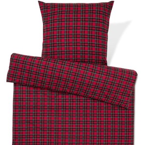 Biber-Bettwäsche, rot kariert, Übergröße
