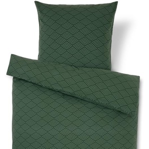 Biber-Bettwäsche, Übergröße, dunkelgrün