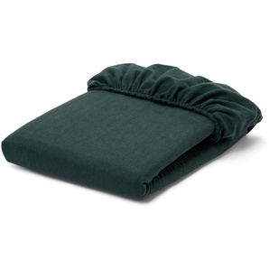 Biber-Spannbettlaken, dunkelgrün, Normalgröße