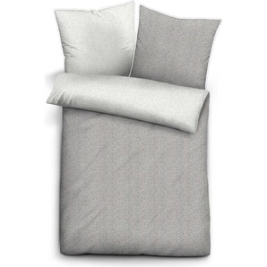 Biberna Melange Flanell-Wendebettwäsche 0840500-017, Größe 200x200 cm, sturmgrau 0840500-017-005