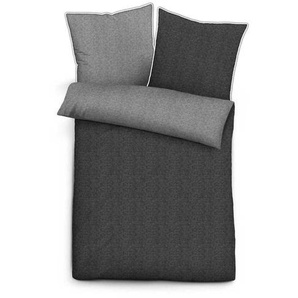 Biberna Melange Flanell-Wendebettwäsche 0840500-020, Größe 200x200 cm, titanium 0840500-020-005