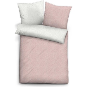 Biberna Melange Flanell-Wendebettwäsche 0840500-111, Größe 135x200 cm, hellrosa 0840500-111-001