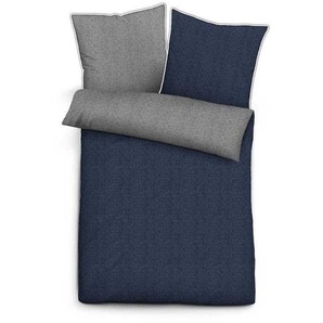 Biberna Melange Flanell-Wendebettwäsche 0840500-290, Größe 200x200 cm, marine 0840500-290-005