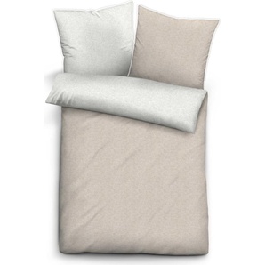 Biberna Melange Flanell-Wendebettwäsche 0840500-547, Größe 200x200 cm, kitt 0840500-547-005