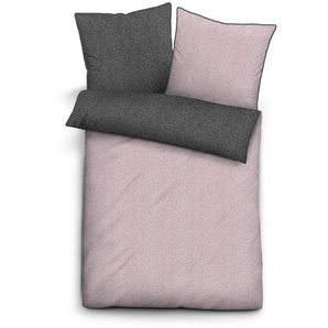 Biberna Melange Flanell-Wendebettwäsche, Größe 1x 135x200 cm + 1x 80x80 cm, brombeer 0840500-140-001