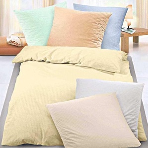 biberna Sleep & Protect 0022294 Seersucker Bettwäsche UNI color: gelb, size: 1x 135x200 cm + 1x 80x80 cm 0022294-536-001