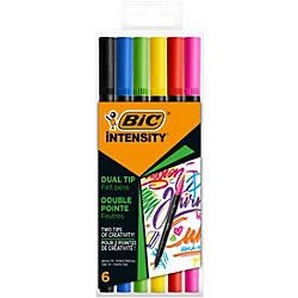 BIC 2 in 1 Filzstifte 0,7 - 0,9 mm Fein Farbig sortiert Intensity Dual Tip 6 Stück 1210465