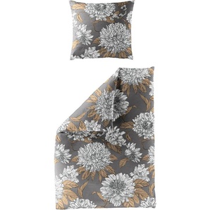BIERBAUM Bettwäsche 4059, Mako-Satin, 2 teilig, Mako-Satin, 100 % Baumwolle, pflegeleicht, floral