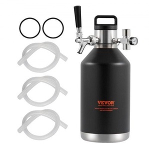 Bierzapfanlage Mini Bierfass Bierbraugerät 4 L, Tragbares Druckfass-Set Doppellagige Edelstahlschicht Growler System Einstellbarer Hahn 27 ℃, Fassbier Hausbrauerei Frisch und Kohlensäurehaltig MNPJTHSY128OZG02SV0