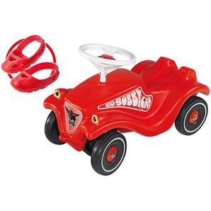 BIG Rutschfahrzeug Bobby Car-Set inkl. Schuhschoner und Flüsterräder, Rot, Schwarz, Weiß, Metall, Kunststoff, 30x38x58 cm, Hupton, Spielzeug, Kinderspielzeug, Laufräder & Rutschfahrzeuge