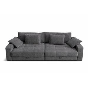 Big-Sofa 284 cm breit Wellenunterfederung Lounge-Couch Stauraum Chenille in Grau / 15243