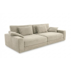 Big-Sofa 290 cm breit Federkern Polsterung Lounge Couch extratief mit Cord Beige Grau / 15251