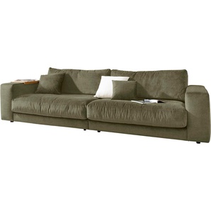 Big-Sofa 3C CANDY Enisa II Sofas Gr. B/H/T: 290 cm x 86 cm x 127 cm, Easy care, grün (oliv) XXL Sofas incl. 1 Flatterkissen, Wahlweise mit Flecken-Schutz-Bezug Easy care