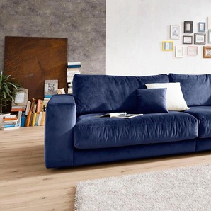Big-Sofa 3C CANDY Enisa II Sofas Gr. B/H/T: 290 cm x 86 cm x 127 cm, Samtoptik, blau (dunkelblau) XXL Sofas