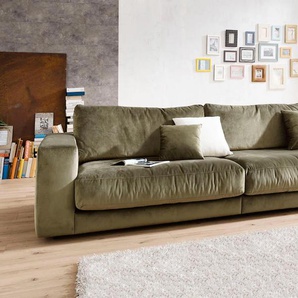 Big-Sofa 3C CANDY Enisa II Sofas Gr. B/H/T: 290 cm x 86 cm x 127 cm, Samtoptik, grün (oliv) XXL Sofas