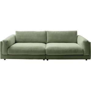 Big-Sofa 3C CANDY Karalis Sofas Gr. B/H/T: 294 cm x 85 cm x 150 cm, Cord, grün (oliv) XXL Sofas auch in Cord-Bezug, lose Kissen, loungige Bequemlichkeit