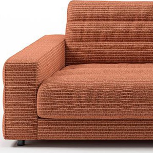 Big-Sofa 3C CANDY Stripes Sofas Gr. B/H/T: 296 cm x 83 cm x 125 cm, Chenille-Struktur, braun (rost) XXL Sofas Lose Rückenkissen, mit feiner Quersteppung