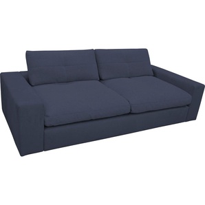 Big-Sofa ALINA Sandy Sofas Gr. B/H/T: 265 cm x 84 cm x 123 cm, Chenille EQE, blau (dunkelblau eqe 86) XXL Sofas in Cord, mit losen Sitz und Rückenkissen