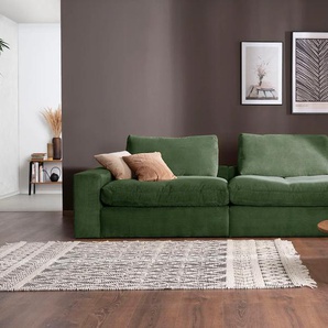 Big-Sofa ALINA Sandy Sofas Gr. B/T: 256 cm x 123 cm, Cord GCT, grün (olivgrün gct 333) XXL Sofas