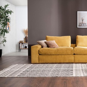 Big-Sofa ALINA Sandy Sofas Gr. B/T: 256 cm x 98 cm, Cord, gelb (honiggelb gct 95) XXL Sofas mit losen Sitz und Rückenkissen, in modernem Cordstoff
